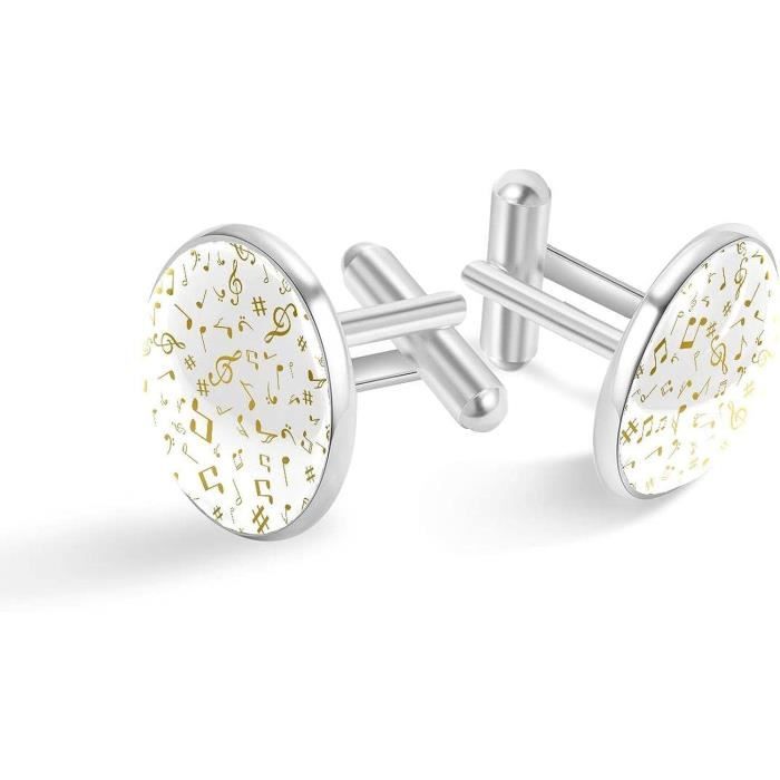 Boutons De Manchette Classiques - 5 Paires (10 Pièces) Cabochon Rond 15 Mm Argenté