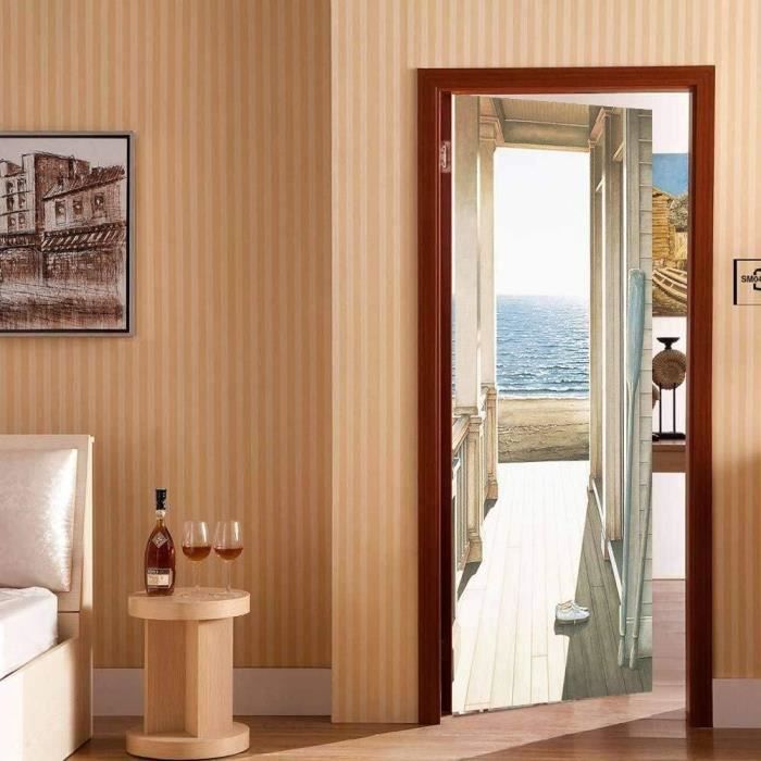 3D Adesivi Per Porte Interne 95 X 215 Cm Delfino Oceano Luna Paesaggio Decorazione Per Interni Adesivo Per Porta 3D Soggiorno Cucina Camera Da Letto Bagno Carta Da Parati Autoadesiva Per Porta