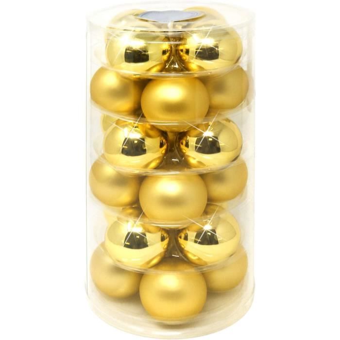 24X Boules De Noël Boules De Sapin De Noël En Verre Véritable Pour