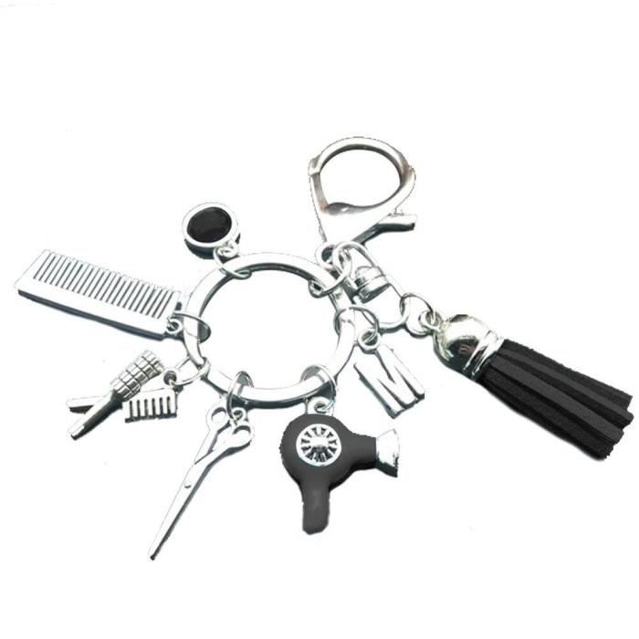 Salon de coiffure coiffeur porte-clés ciseaux tondeuse à cheveux sèche-cheveux porte-clés rasoir pendentif porte-clés coiffeuse bijoux cadeau  36