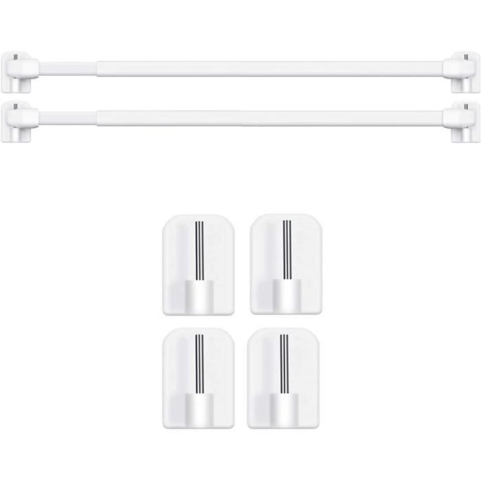 2 Pièces Tringle Rideau Extensible 40-70 Cm - Sans Percage Adhésive Ou à Visser - Noir