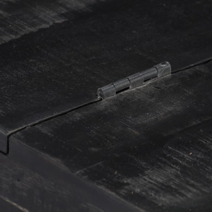 table basse - kai - noir - bois massif - 65 x 65 x 30 cm - avec 5 tiroirs