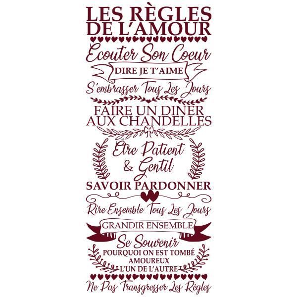 Sticker Citation Texte Les Regles De L Amour Vintage 1x52 Cm Bordeaux Tex056 Cdiscount Maison
