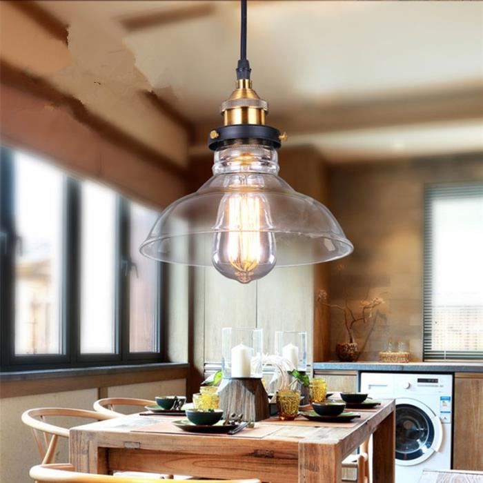 Suspension Vintage Luminaire Industriel Abat Jour En Verre Lampe Style Plafonnier Culot Edison E27 40w Pour Sallon Cuisine Chambre Achat Vente Suspension Vintage Luminair Cdiscount