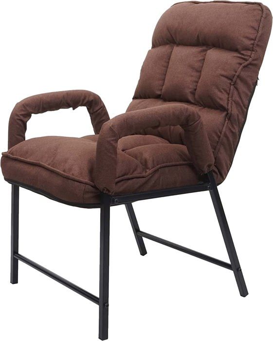 chaise fauteuil lounge rembourree dossier inclinable 160 kg metal reglable en tissu/textile marron fal04044