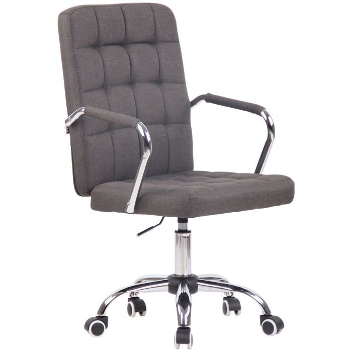 Chaise de bureau sur roulettes moderne et confortable en tissu gris fonce BUR10633