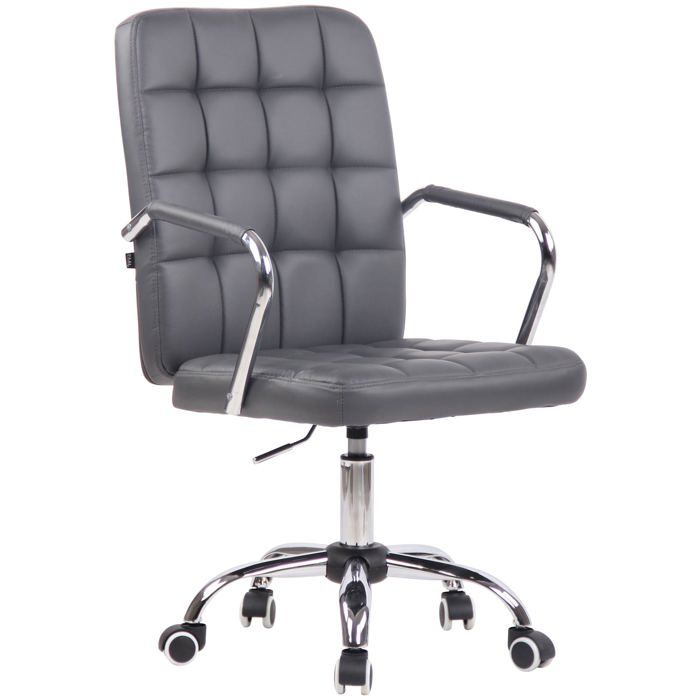 Chaise de bureau sur roulettes moderne et confortable en synthetique gris BUR10630
