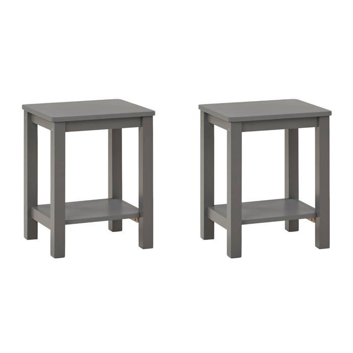 lot de 2 tables de chevet tabourets modernes et intemporels en bois gris