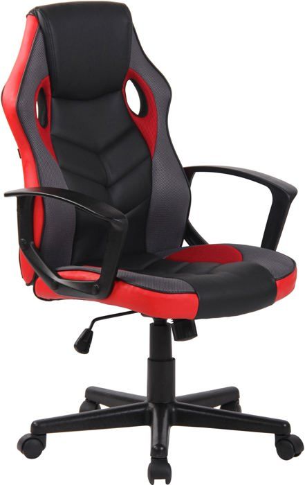 fauteuil de bureau gaming chaise gamer sur roulettes en synthetique et maille noir et rouge bur10615