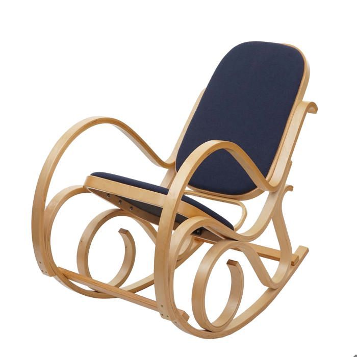 fauteuil à bascule en bois clair - rocking chair - gris anthracite - tissu