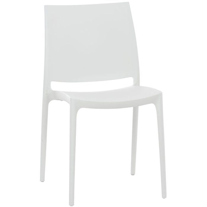 Chaise de jardin en plastique blanc design simple empilable 10_0000012 Chaise de jardin en plastique blanc design simple empilable 10_0000012