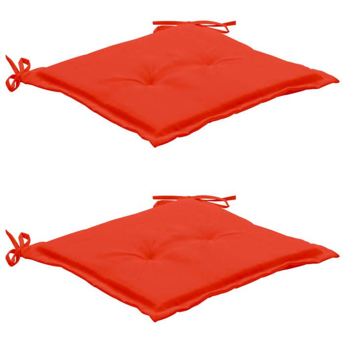 lot de 2 coussins de chaise de jardin 100% polyester imperméable rouge 50x50x3 cm dec021728