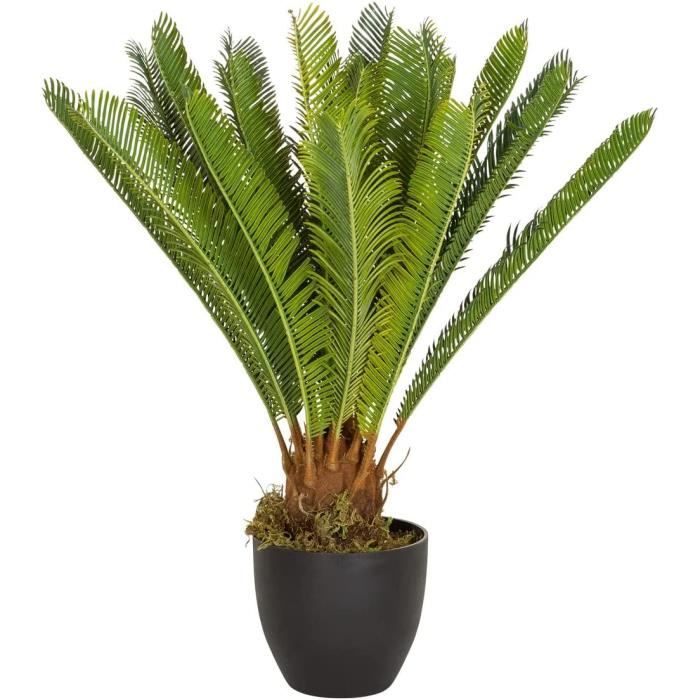 Palmier Artificiel Cycas 100 Cm - 41 Frondes - Pot Inclus - Look Réaliste - Entretien Zéro - Idéal Pièces Sombres