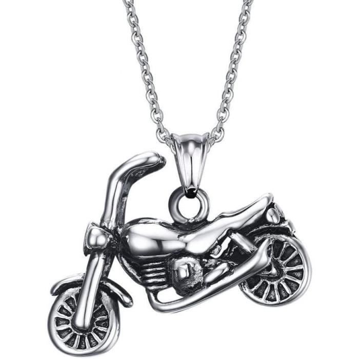 Collier Argenté 46 Cm Avec Pendentif Moto – Neuf Sans Emballage
