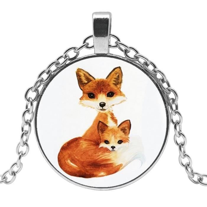Collier Pendentif Maman Et Bebe Renard Chaine Acier Argente Achat Vente Sautoir Et Collier Collier Pendentif Maman Et Acier Soldes