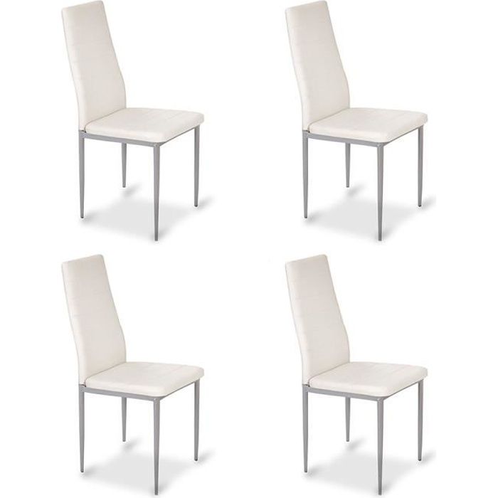 lot de 4 chaises salle à manger blanches - lena - designetsamaison