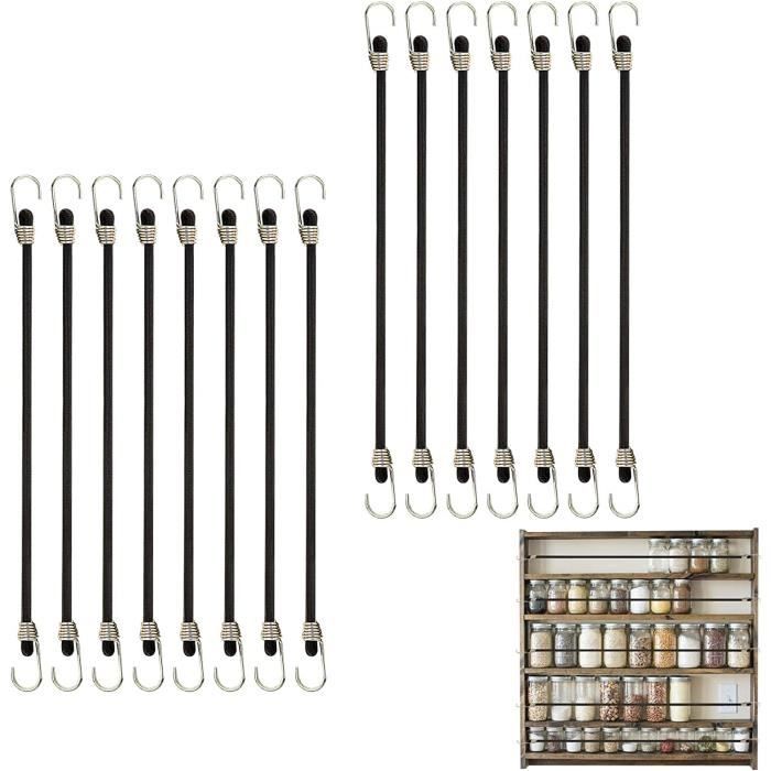 Lot De 5 Sangles élastiques Avec Crochets – 25 Cm, Noir, Pour Trépieds Et Bâtons