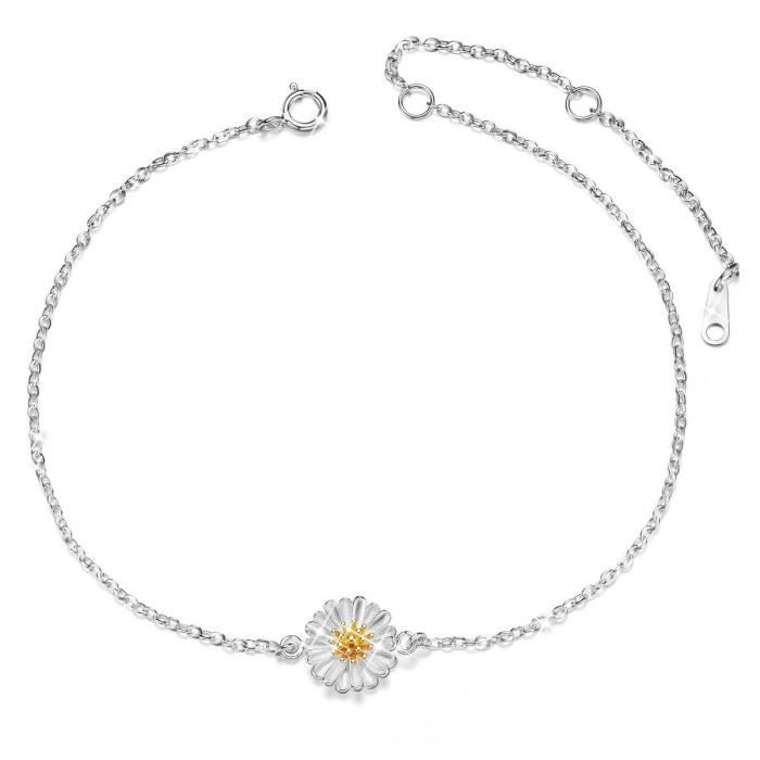 Bracelet de Cheville Femme en Pur Argent 925 Sterling Argent Chaine de Cheville Fine /él/égante avec Animal Chat Chaton mignion Sweetiee 210mm