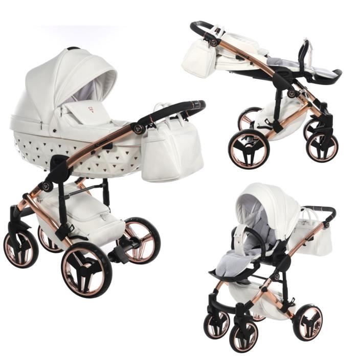 Poussette Junama Exclusive avec siège auto pour bébé et sélection Isofix by SaintBaby White Copper 04 3en1 avec siège auto pour bébé