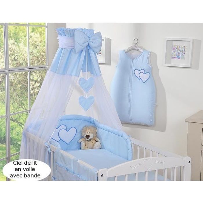 Ciel De Lit Bebe En Voile Avec Bande Bleu A Coe Cdiscount Puericulture Eveil Bebe