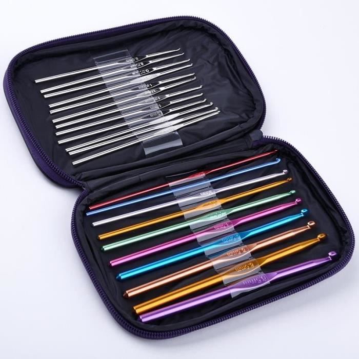 Couleur 9pcs Poignée Crochet Set costume laine à tricoter Tissage Aiguilles Kit Craft