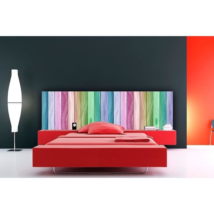 tête de lit en carton écologique texture bois arc-en-ciel 200x60cm - facile à placer - léger et élégant