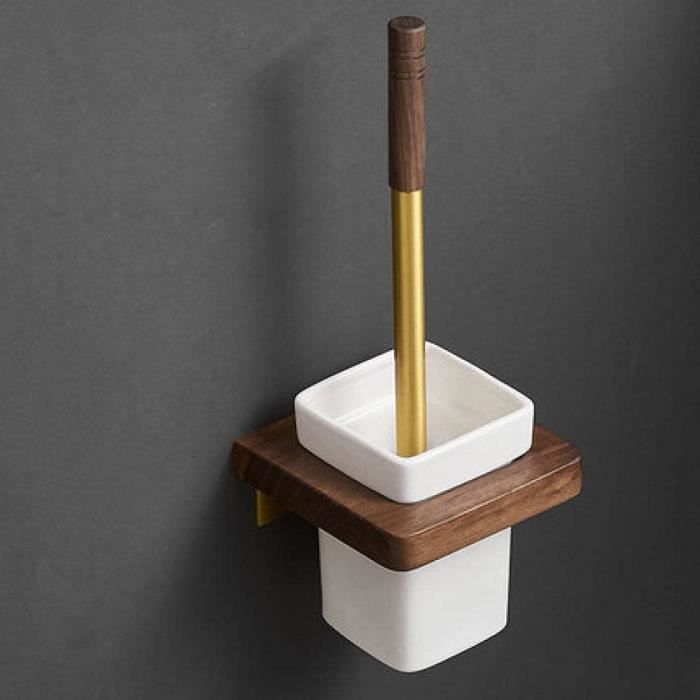 Brosse wc en bois de noyer et céramique - avec support en papier - étanche  - sans perforation - en acier inoxydable - Cdiscount Bricolage