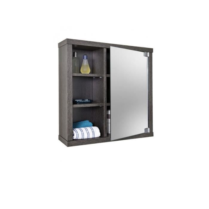 armoire de salle de bain avec miroir - top kit - gala 8910 - 4 étagères intérieures - wengé