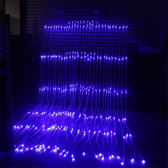 Bleu - 3X3M 320ED - Prise UE 220V - Guirlande Lumineuse Led Pour Noël Rideau Effet Cascade Et Pluie De Mété