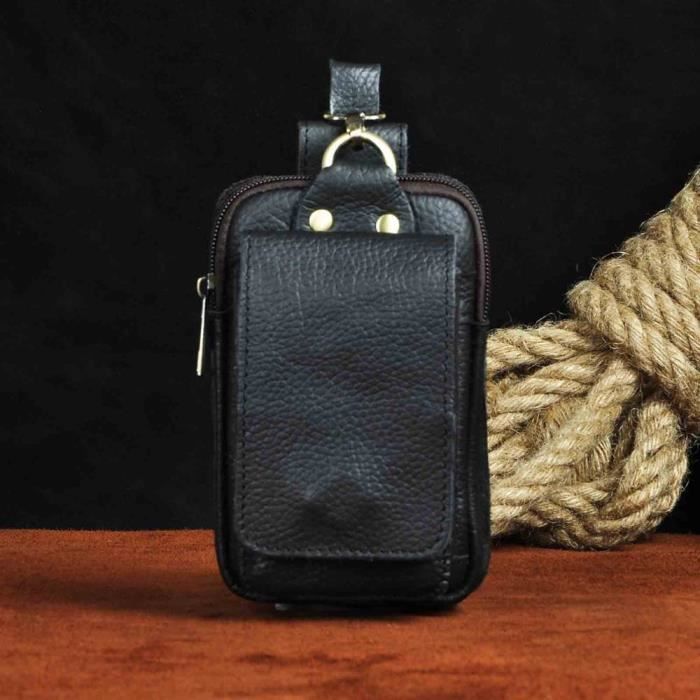 Sac ceinture en cuir viking-médiéval en noir ⚔️ Boutique Épées