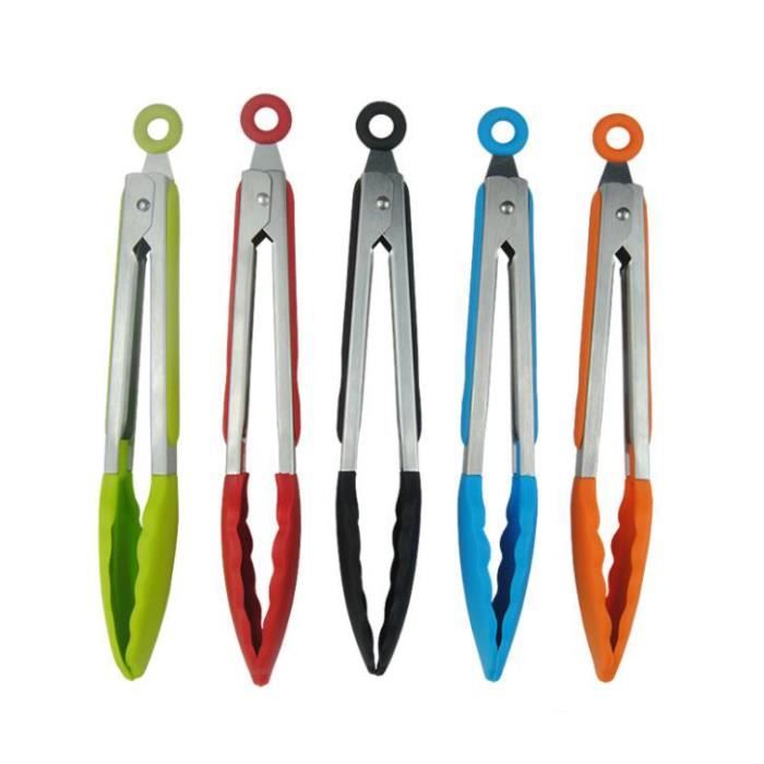 Lot De 3 Pinces De Cuisine En Inox - Poignée Antidérapante, Pour Barbecue, Viande, Pâtes