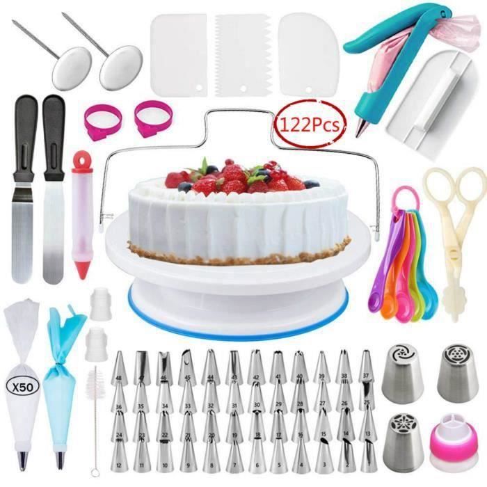 Kit Pâtisserie 255 Pièces Vlecex - Plateau Tournant, Poches à Douille, Douilles Inox | Accessoires Décoration Gâteaux, Anniversaire, Cupcakes - Pour Débutants Et Pros