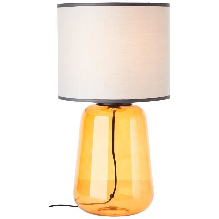 Lampe à poser - BRILLIANT - Hydra - 56cm - Verre/Textile - Gris-Jaune