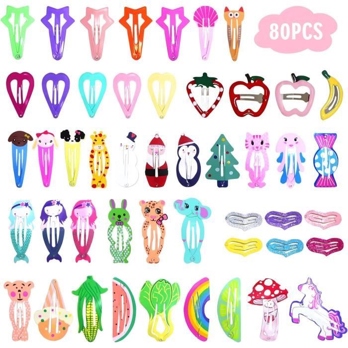 20 Barrettes à Cheveux Fille - Pinces Métal Avec Motifs Floraux, Antidérapantes Pour Bébé Et Enfant