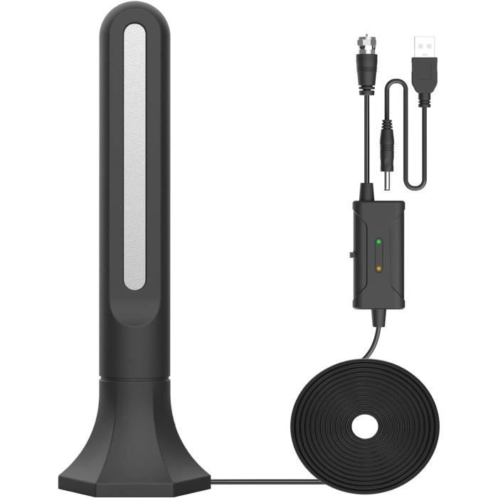 Antenne TV Intérieure 36 DBI Avec Amplificateur | Portée Jusqu'à 200 Km, Compatible TNT HD 4K | Pour VHF/UHF/FM - 8