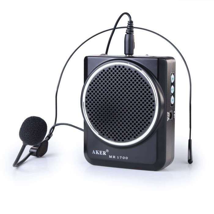 AKER Amplificateur voix portable haut parleur avec micro casque 2000mAh pr les guides les enseignants conférenciers animateurs