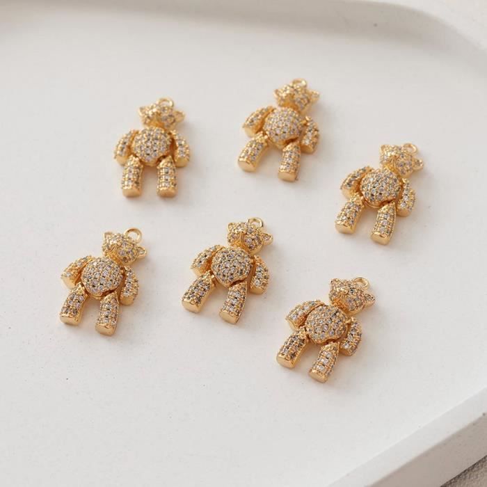 Pendentif Ours 3D En Métal Doré Avec Chaîne - Neuf Sans Emballage - Idée Cadeau Original