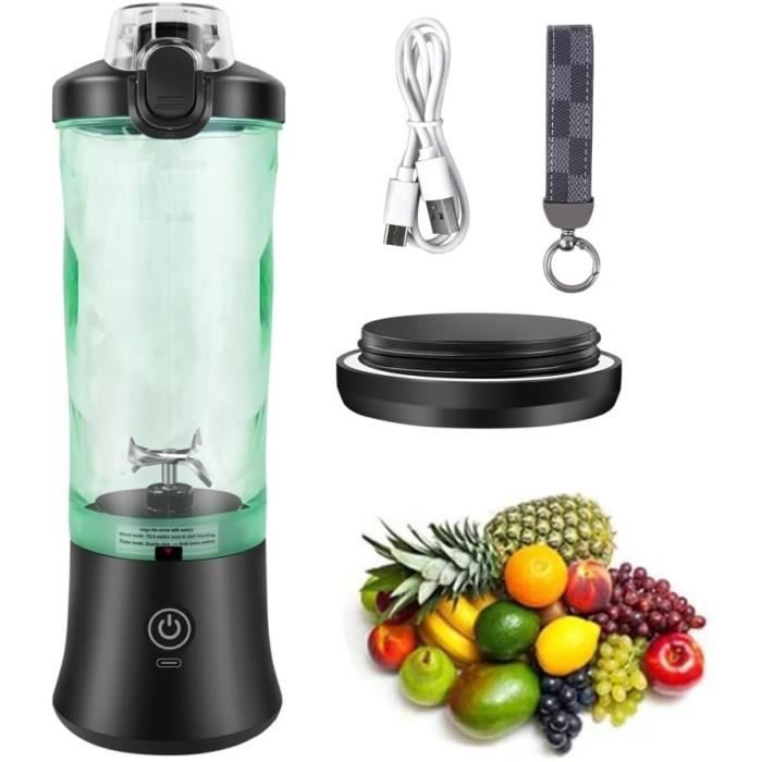 Blender Portable Smoothie 450ml, Mixeur Portable pour Smoothies Shakes Jus de Fruits ou Légumes Rechargeable USB Mixeur Fruits Sans Fil pour Voyage Bureau Gym (blanc