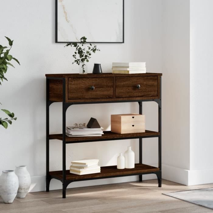 TABLE CONSOLE - CONSOLE EXTENSIBLE - Table console chêne marron 72 ...