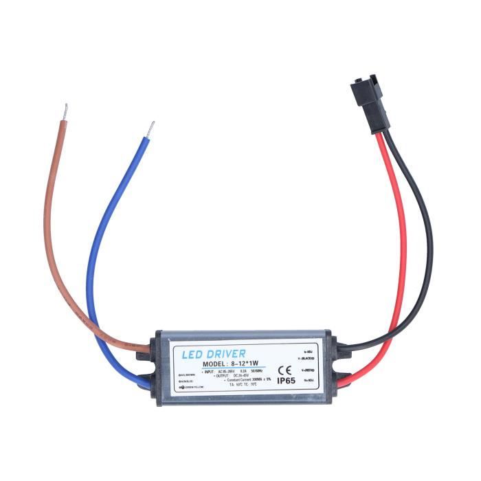 Driver LED étanche IP67 300mA - Transformateur 85-265V AC Vers 24-45V DC - Pour Bandes LED, éclairage Extérieur - 9