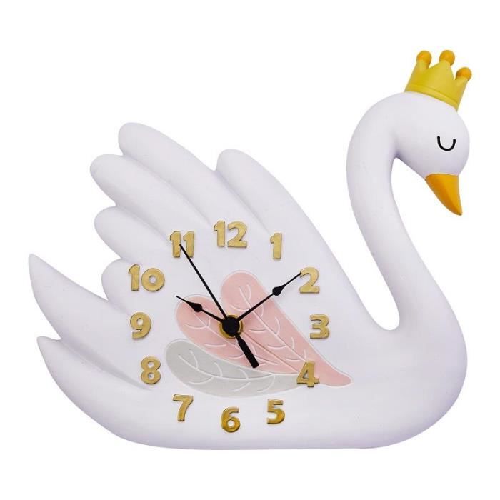Horloge Murale Enfant Swan Lake Pendule En Bois Pour Decor Chambre Fille Bebe Td a Cdiscount Maison