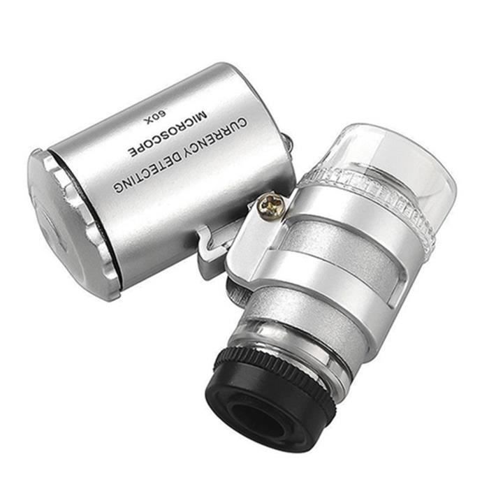 Mini Microscope De Poche 60x Avec Lumière LED – Nouveau – Idéal Pour Observations Rapides