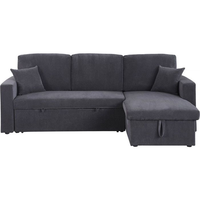 Canapé dangle convertible en velours côtelé Alain - 3 places - Gris