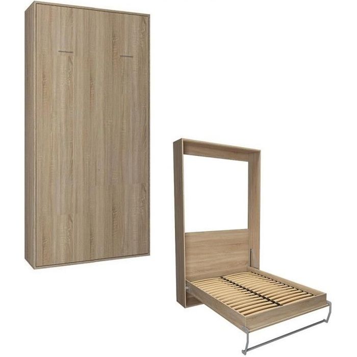 armoire lit escamotable smart-v2 chêne couchage 90*200 cm. natural bois inside75