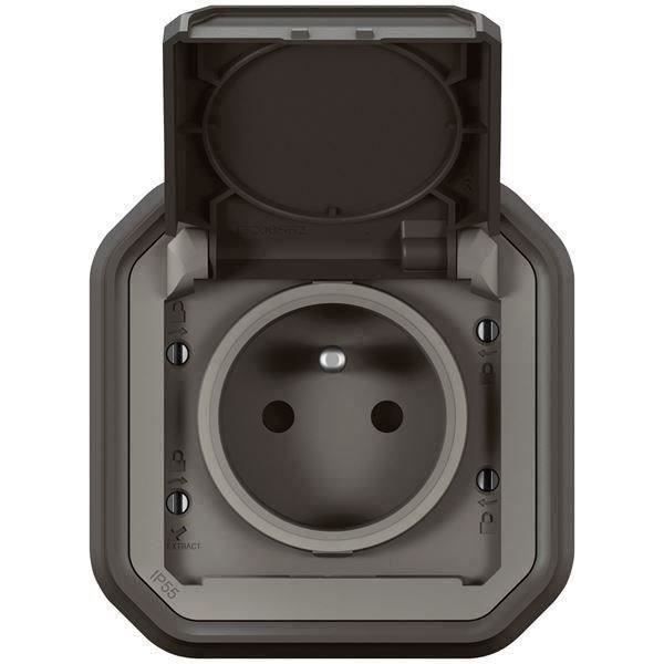 LEGRAND Prise de courant avec terre étanche avec volet Plexo - 16A 250V - Anthracite