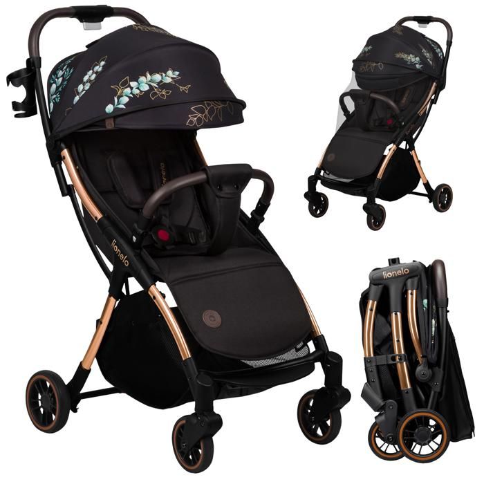 Poussette canne LIONELO Julie One - Noir / Rose Gold - Jusqu'à 22 Kg - Légère & pliable