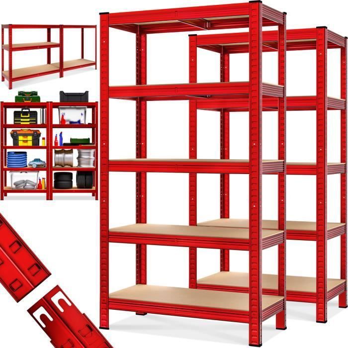 MONZANA® 2x Étagères charge lourde rouge 5 niveaux 180x90x40cm Étagère métallique max 875kg Rangement garage atelier MONZANA® 2x Étagères charge lourde rouge 5 niveaux 180x90x40cm Étagère métallique max 875kg Rangement garage atelier