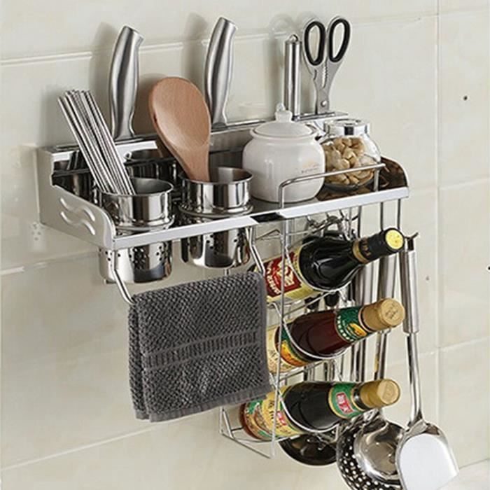Etagere Support Mural Rangement Epices Couteau Avec Crochets