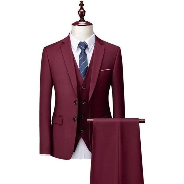 Costume Homme Mariage 3 Pi ces Slim Fit Vetement Formel Elegant