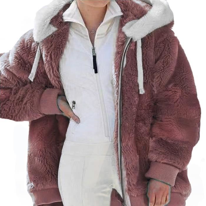 Femme Manteau en Peluche Hiver Chaud Manteau Rembourr?� en Laine Femmes Hoodies Manteau Chaud ?� 